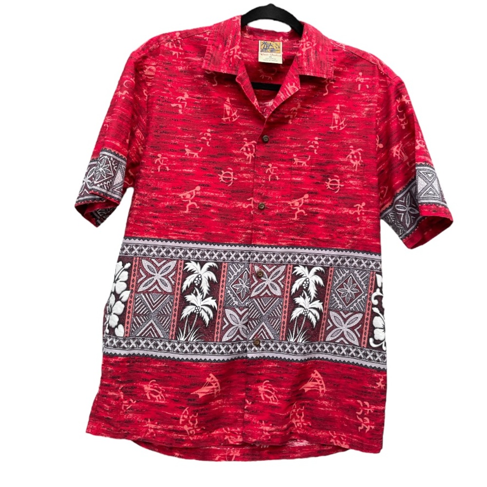 Vintage Winnie Fashion Men’s Hawaiian
Shirt Ted Totem Tribal Turtle Size Medium